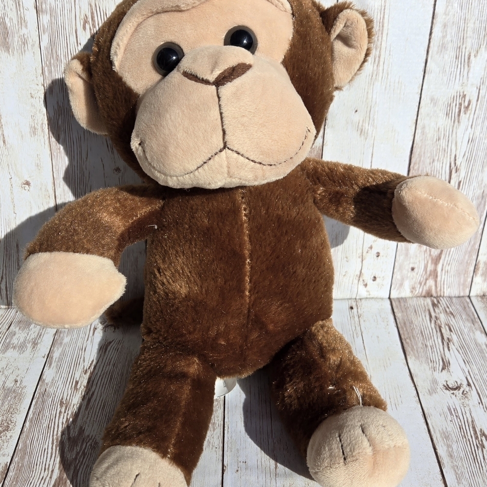 Kellytoy Brown Monkey Plush 11” Q006 Stuffed Animal Tan Face Soft Toy VG